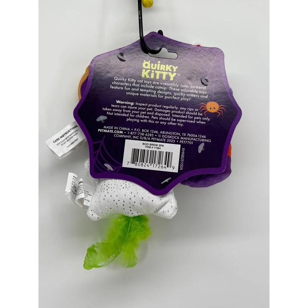 Quirky Kitty Boo Brew 3PK Halloween Cat Toys Catnip Ghost Donut Coffee 17264